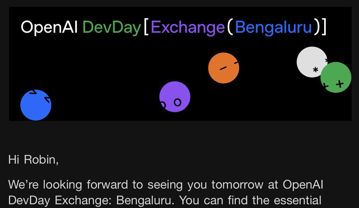 robinfrancis186's tweet photo. See you all tomorrow @OpenAI DevDay Exchange, super excited ;) https://t.co/57Y85Y5Xr8