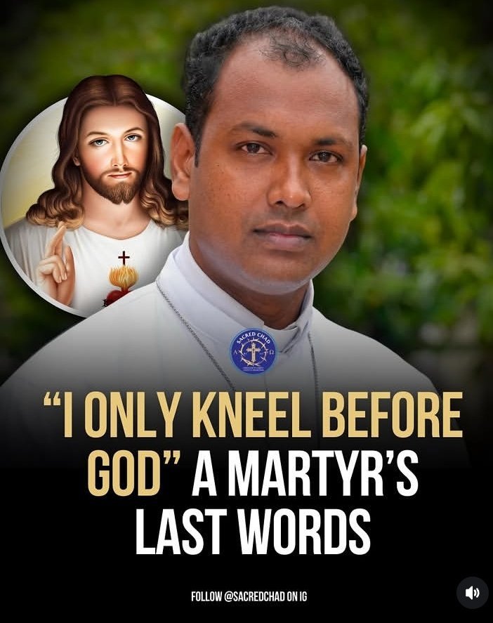 JustAdaugoijele's tweet photo. On February 14, 2025, armed militiamen (reportedly around 10 men, possibly intoxicated or under the influence of dr*gs) confronted Father Donald Martin Ye Naing Win (sometimes reported as Father Martin Ye Naing Win), a 44-year-old Catholic priest from the Archdiocese of Mandalay in Myanmar (Burma), 
at Our Lady of Lourdes Parish in the village of Kangyi Taw.

They ordered the priest to kneel before them.   According to eyewitness accounts from two women (teachers and parish workers who witnessed the event ), Father Ye Naing Win responded calmly and fearlessly:

“I only kneel before God.”

He then asked the men something along the lines of,
“What can I do for you?
Is there something we can talk about?”, attempting to engage....
The attackers refused and proceeded to stab him to death.  This incident occurred amid ongoing conflict and violence in Myanmar, where the civil war and armed groups have targeted civilians, including religious figures.

Father Ye Naing Win has been widely described in Catholic media and reports as a modern martyr for his unwavering faith and refusal to submit to human authority over divine authority in that final moment.

The culprits were arrested, and nine of them were sentenced to 20 years in prison, each for the murder😢 

May his soul, rest in peace 🕊️ 🕊️ 🕊️