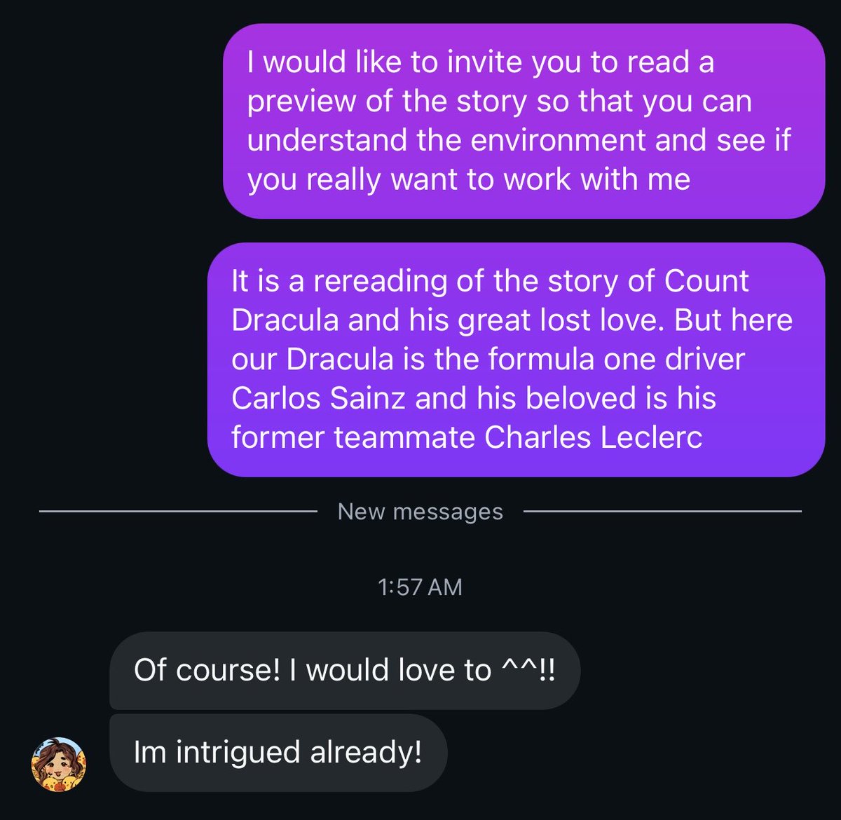 milicent0481's tweet photo. omg, my favourite illustrator noticed me and wants to read my story ✌🏻😜 https://t.co/wTY9tf4CDK
