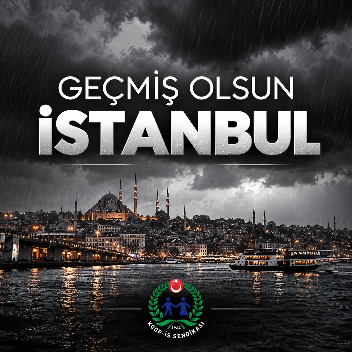 KOOPISSENDIKASI's tweet photo. İstanbul’da etkili olan şiddetli yağışların neden olduğu sel ve su baskınları sonucu yaşanan can kayıplarından büyük üzüntü duyuyoruz.

Hayatını kaybeden vatandaşlarımıza Allah’tan rahmet, kederli ailelerine sabır ve başsağlığı; afetten etkilenen tüm vatandaşlarımıza geçmiş olsun dileklerimizi iletiyoruz.