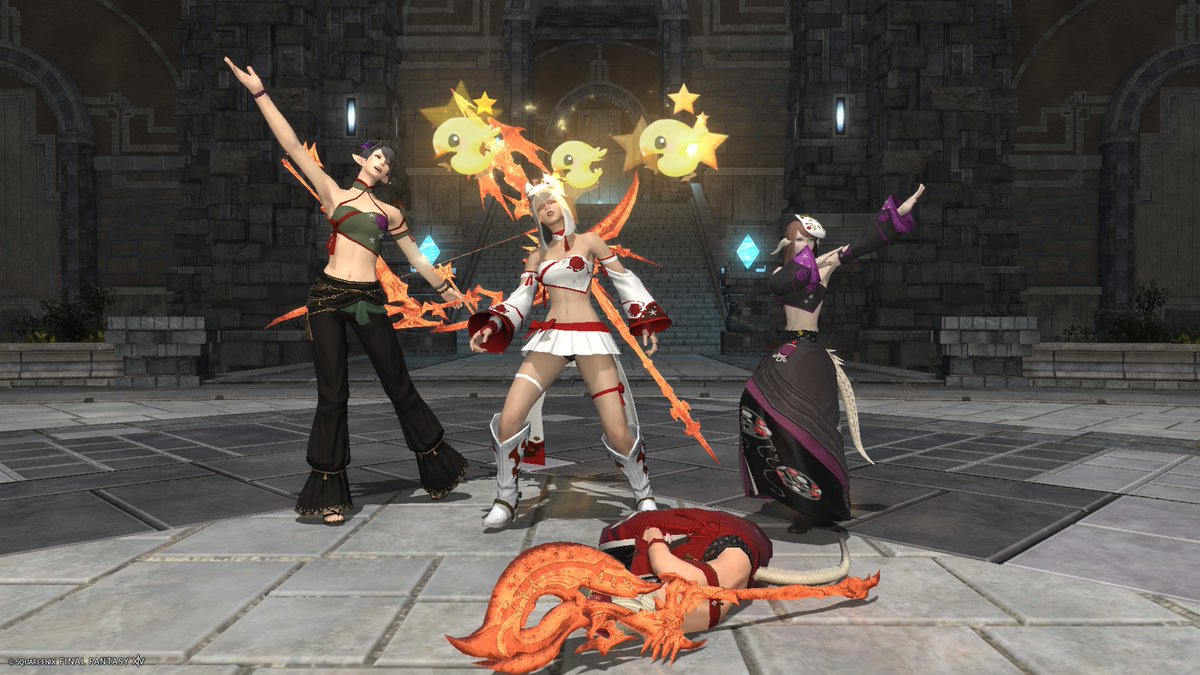 sui1998's tweet photo. FF14の話。ミハシラチャレンジ71階から90階まで！80階からはより過酷で、フロアボスはDPS組が倒れ、戦士さんが大大大活躍でした。🔃ありがとう🔃🔃お疲れ様でした🔃 https://t.co/PYk1IO3egv