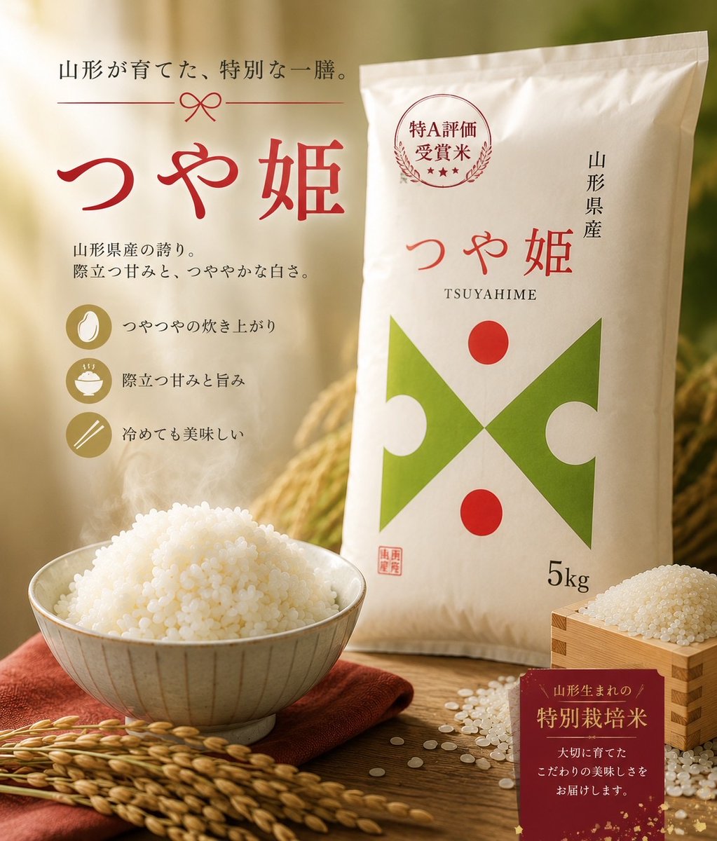 Shiraho_09's tweet photo. ✨ブランド米企画✨

ひと粒ひと粒のおいしさを、
毎日の食卓へお届けします。

『山形県産 ブランド米 つや姫（5kg）』

🎉 抽選で4名様へ

✉️ ご当選の方へDMにてご連絡します。

参加はこちら👇
・本アカウントをフォロー
・いいね❤️＆リポスト🔁

締切：10月17日  23:59まで受付 https://t.co/UGfCBNP7hE