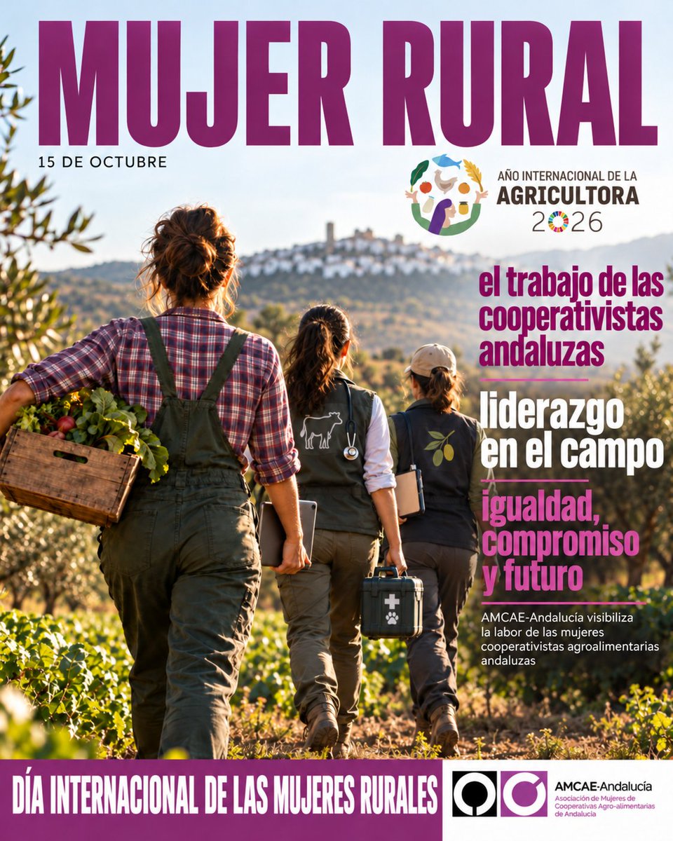 AMCAEAndalucia's tweet photo. ✅Talento 
✅Liderazgo 
✅Presente 
✅Futuro 

Desde AMCAE-Andalucía seguimos impulsando el valor de la mujer cooperativista agroalimentaria andaluza sobre todo hoy, #DíaInternacionalDeLasMujeresRurales #15deoctubre #igualdad #mujer https://t.co/tQqSoEU0rS