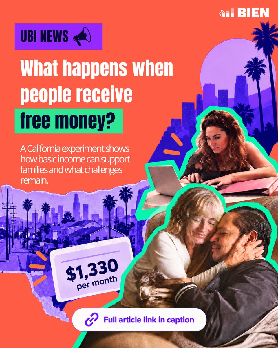 BasicIncomeOrg's tweet photo. What can a year of unconditional cash change? The New York Times followed recipients of guaranteed income programmes in Silicon Valley, where participants received around $1,000 a month. Essentials like rent, groceries and childcare found immediate value. https://t.co/tlIUPv6RYP https://t.co/SX40NDqnHp