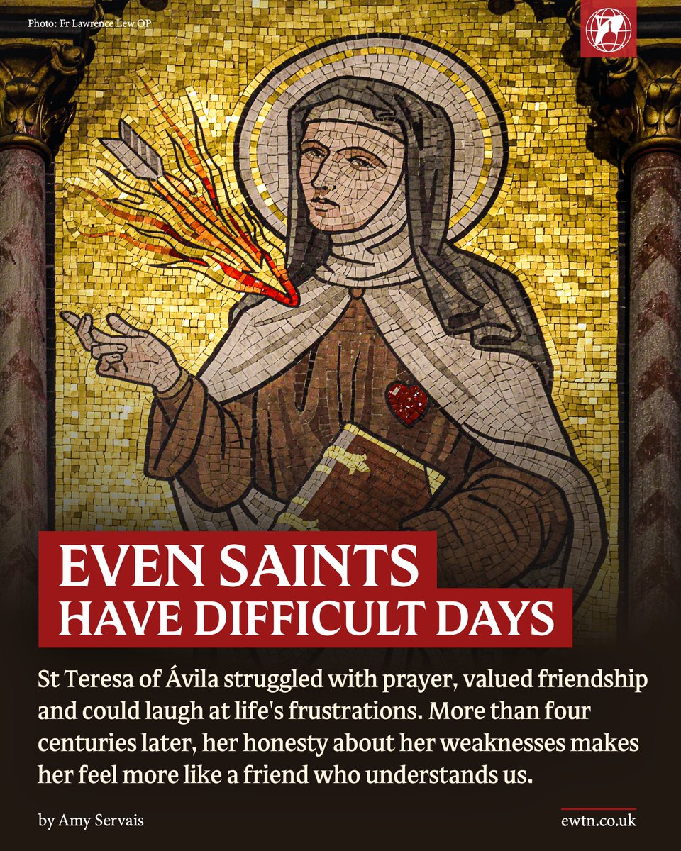 EWTNGB's tweet photo. St Teresa of Ávila knew what it meant to struggle with prayer and the difficulties of everyday life. Perhaps that's why, more than 400 years later, she still feels like a friend who understands us.

👉 Discover the woman behind the great mystic ⬇️ https://t.co/GvMpoPacCa