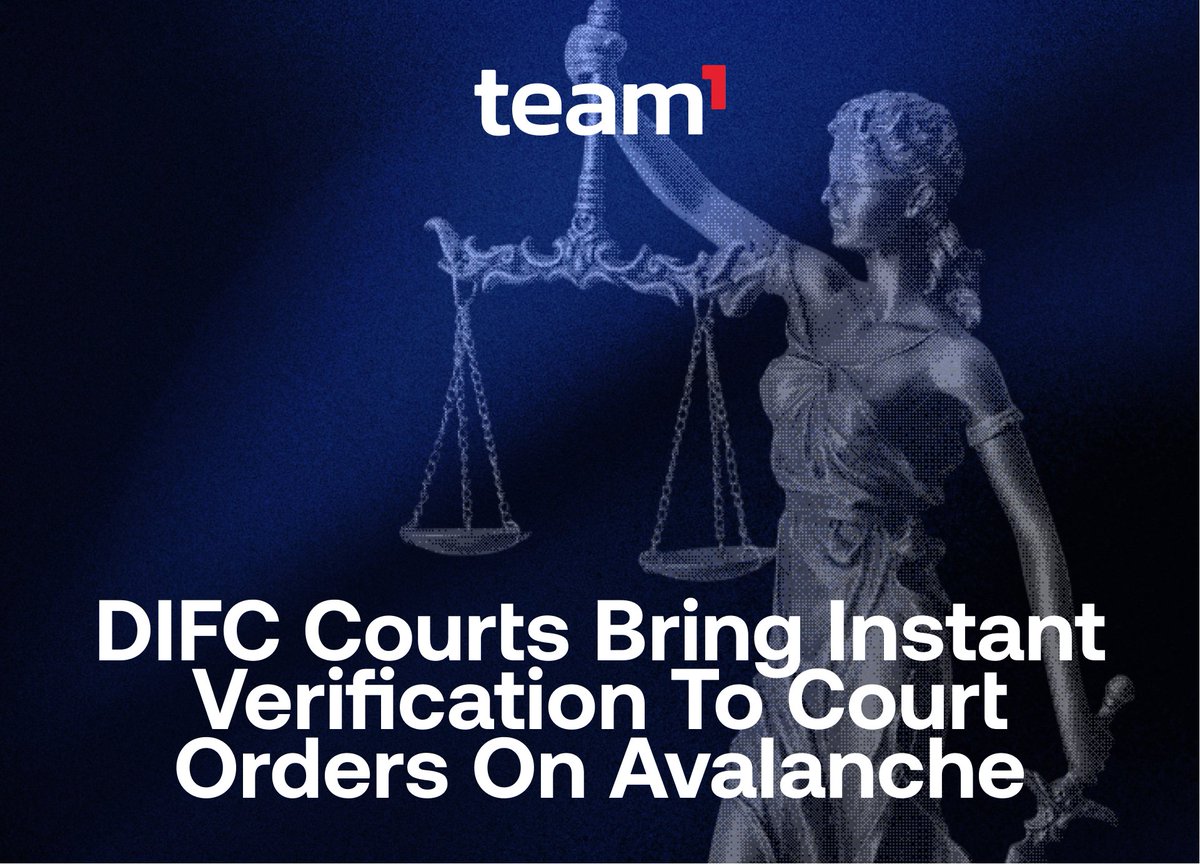 AvaxTeam1's tweet photo. DIFC Courts Bring Instant Verification to Court Orders on Avalanche

DIFC Courts in the UAE, now issue court orders with onchain Avalanche credentials, letting anyone worldwide confirm in seconds that a document is authentic and unaltered.

Blog below 👇 https://t.co/Q13R2g7gjD