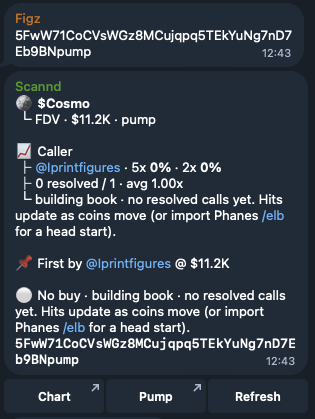 Scanndxyz's tweet photo. Example of the telegram callout! https://t.co/1Jc5TMuFRW