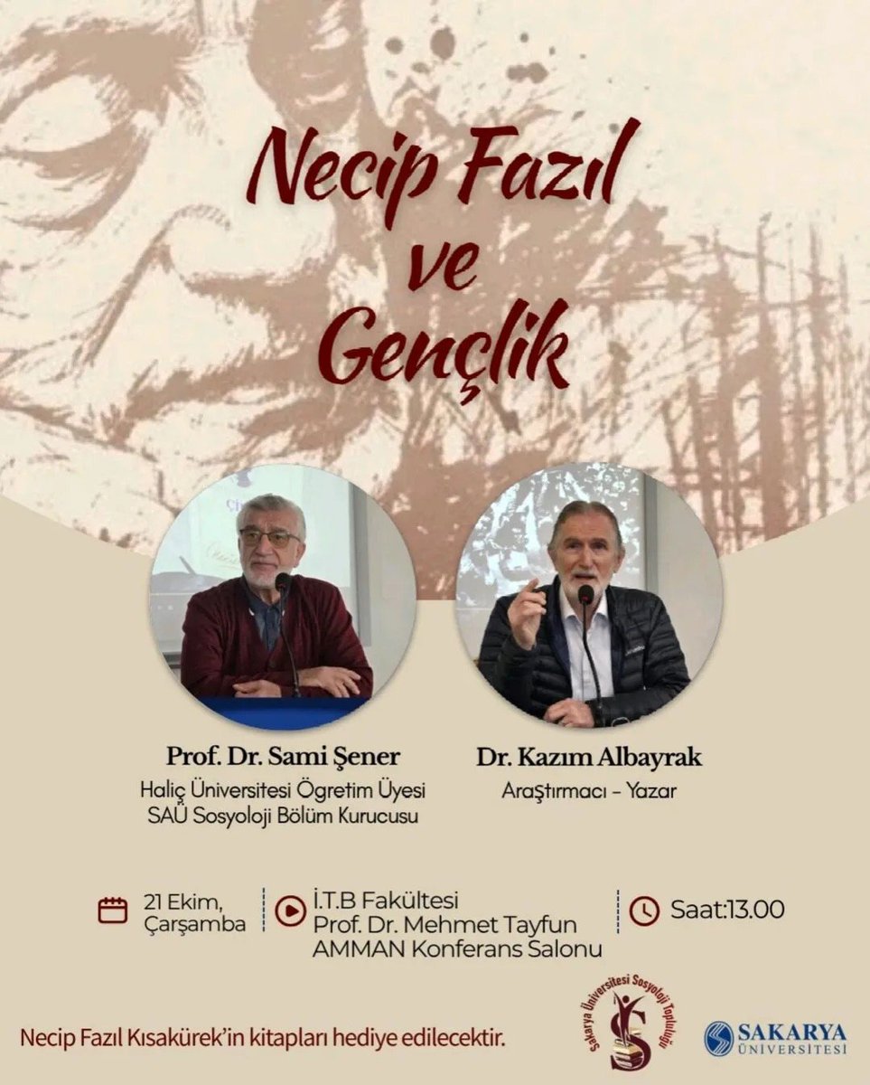 barandergisix's tweet photo. Sakarya Üniversitesi’nde “Necip Fazıl ve Gençlik” konuşulacak

Sakarya Üniversitesi’nde düzenlenecek “Necip Fazıl ve Gençlik” başlıklı programda, Necip Fazıl Kısakürek’in gençliğe bakışı, fikir dünyası ve gençliğe yüklediği misyon ele alınacak. https://t.co/9Z5XuUiUCh
