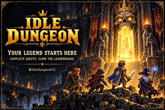 hirokka95's tweet photo. Welcome to @IdleDungeonxyz — a pixel-art idle RPG on @solana!⚔️
Choose your class (Warrior, Assassin, Archer, Mage) &amp; dive into the loop:
⚔️Auto-battle 6 zones &amp; epic bosses🛡️ Upgrade gear &amp; stats🔄Rebirth to scale endlessly  Up to 8h offline progress
Your adventure starts now!🚀 https://t.co/lYZGHpoCZR