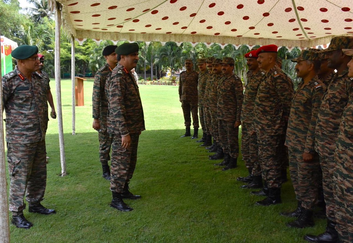 Def_PRO_Chennai's tweet photo. ARMY COMMANDER VISITS HQ DAKSHIN BHARAT AREA

Lt Gen Rajesh Pushkar, AVSM, VSM, GOC-in-C, #SouthernCommand, visited Headquarters #DakshinBharatArea on 15 Oct ‘26 and reviewed initiatives to enhance operational preparedness and strengthen rear-area security. 

#IndianArmy 

1/2.. https://t.co/R0dXHEJP2Y