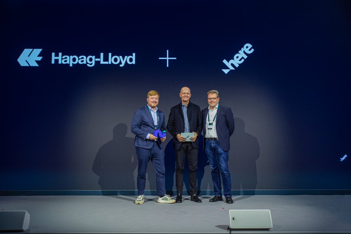 here's tweet photo. 🏆 At HERE Directions, we proudly presented the HERE Horizon Awards, recognizing organizations advancing autonomous driving, logistics, and AI-powered experiences through location technology. Congrats to QCraft, ThunderSoft, Hapag-Lloyd, and RADARO. 👏
https://t.co/BJolUL27yp https://t.co/gbFdqEaZif