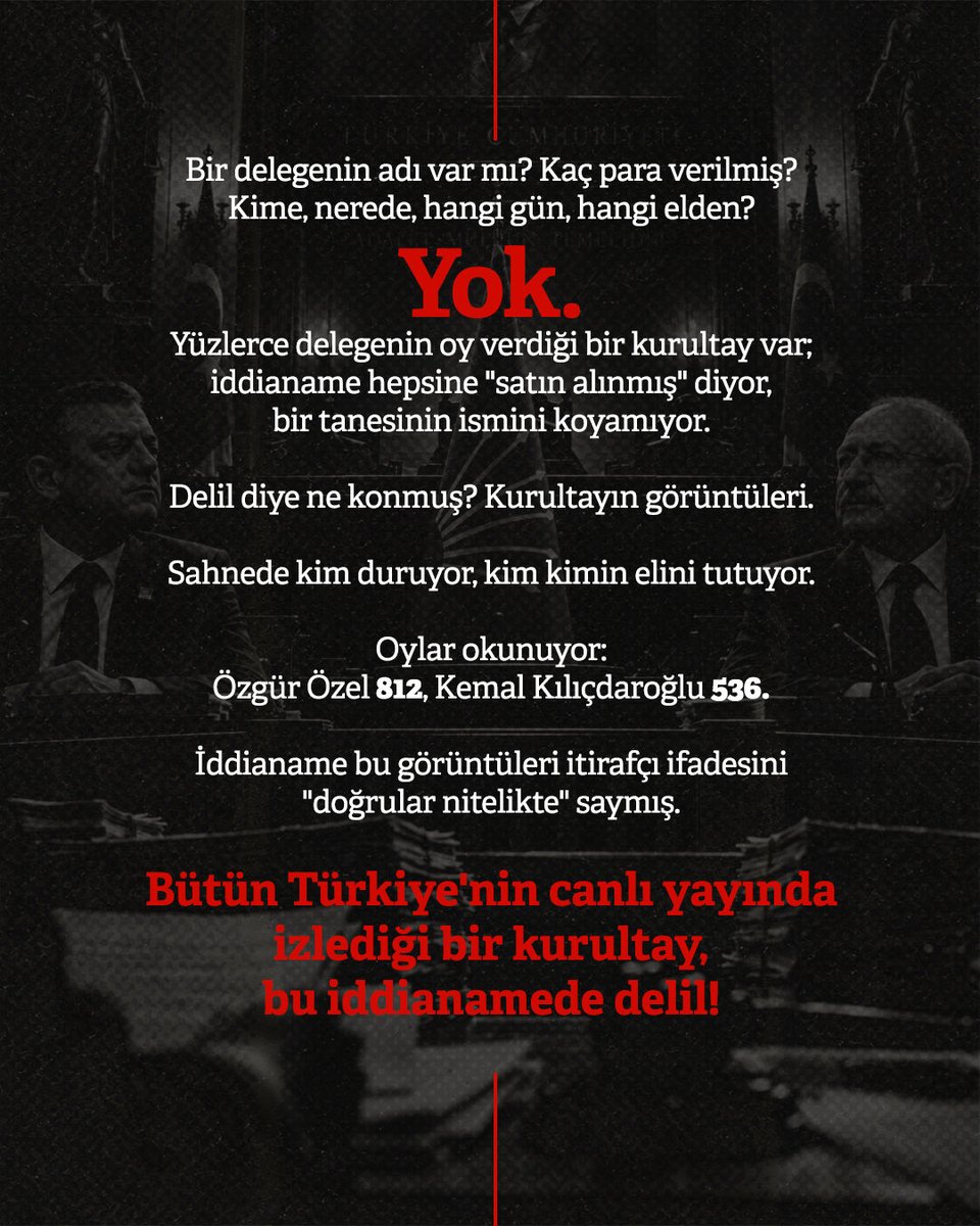 CA_iletisim's tweet photo. Kurultayın iradesi bir butlan süreciyle yok sayılmak istendi. 

Delegeyi satın alan yok; delegenin iradesini mahkeme kararıyla silmeye çalışan var.
 
Burada yargılanan bir kurultaydır; yani siyasettir. https://t.co/y3vzMCve5C