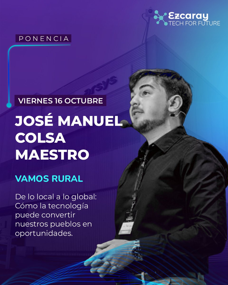 ezcaraytff's tweet photo. 🌍 De lo local a lo global.

José Manuel Colsa, CEO de @VamosRural , explora cómo la tecnología puede abrir nuevas oportunidades desde nuestros pueblos.

#EzcarayTechForFuture #EzcarayTechForFuture2026 https://t.co/p1sCR1jEzS