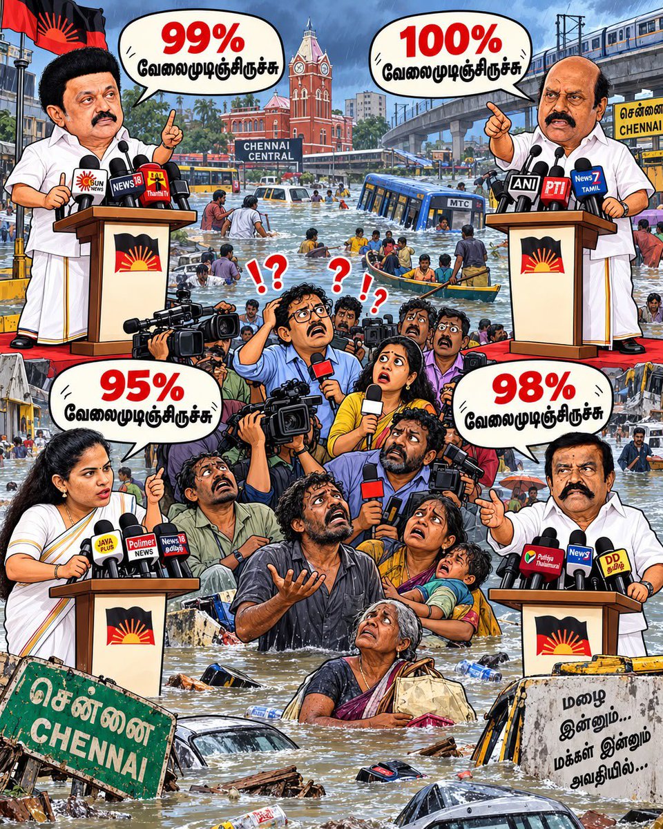 Demascus231's tweet photo. DMK அரசாங்கம் 95%.. 98%..99% 100% வேலை முடிஞ்சுச்சுன்னு பொய் புள்ளிவிவரங்களை அள்ளி வீசுது!

ஆனா சென்னை ரோட்டுல மக்கள் வெள்ளத்துல மூச்சுத் திணறிக்கிட்டு இருக்காங்க! 🌊
இதுதான் உங்க வளர்ச்சி யா? மக்கள் துன்பத்தை மறைக்கும் பொய்யை நிறுத்துங்க!
#DMKExposed #ChennaiFloods #ChennaiRains https://t.co/JPe24aVEom