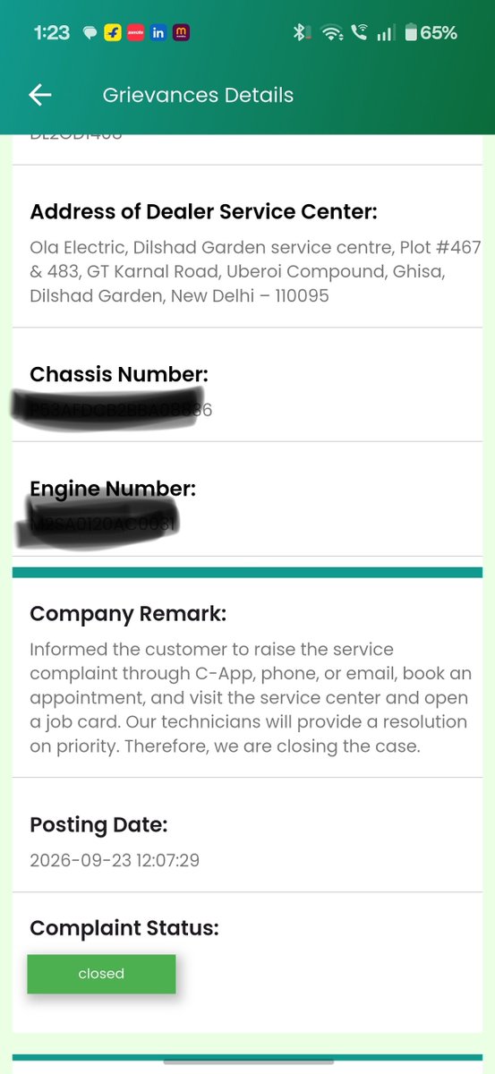 saamir54's tweet photo. Is @OlaElectric above consumer protection laws, or has @jagograhakjago become completely ineffective?
Every grievance filed on the National Consumer Helpline gets arbitrarily closed by Ola using bogus excuses—zero resolution, zero accountability. 
@bhash 
@inidhikhare https://t.co/BhgGtRc3Oq