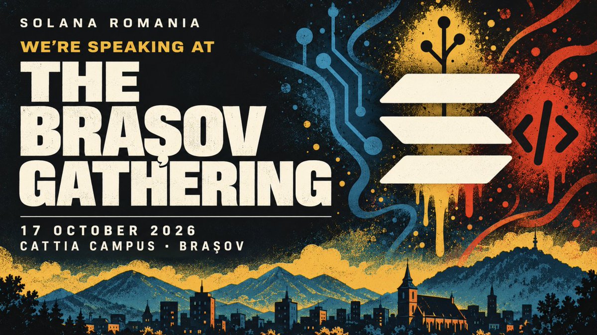 solana_ro's tweet photo. Brașov, we’re coming 🇷🇴

We will be speaking at The Brașov Gathering made by @Itssomwherehere !

📍 CATTIA Campus
🗓 17 October 2026

Let’s talk Solana, @SuperteamBLKN, @bugzdotspace, @nitromachines, @Autoincentiv3 &amp; meet the the innovators here in Romania.

RSVP below 🤝 https://t.co/li8JN2XMMQ