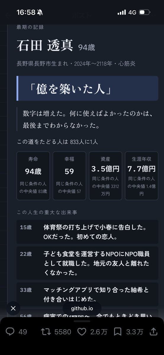 vcl_w's tweet photo. これクソおもろい、偏差値42でNPO職員とか投資信託安定した道進んでたのに40歳から医学部再受験して88まで医師として働いてる https://t.co/110Ag3GoSB