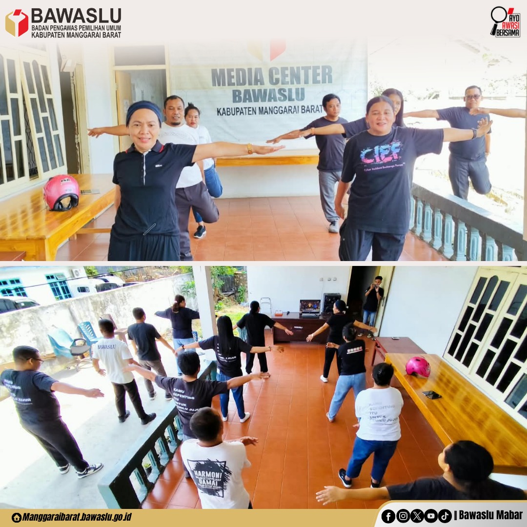 Bws_mabar09's tweet photo. Kamis Sehati &amp; JumPa Berlian 🧹📷 

Bawaslu Kabupaten Manggarai Barat melaksanakan senam bersama dan bersih-bersih lingkungan kantor, Kamis (15/10/2026). 

Sehat bersama, lingkungan bersih, kerja semakin produktif! 📷
#BawasluMabar #KamisSehat #JumPaBerlian #BawasluMengawasi https://t.co/g0m5hBjLq0
