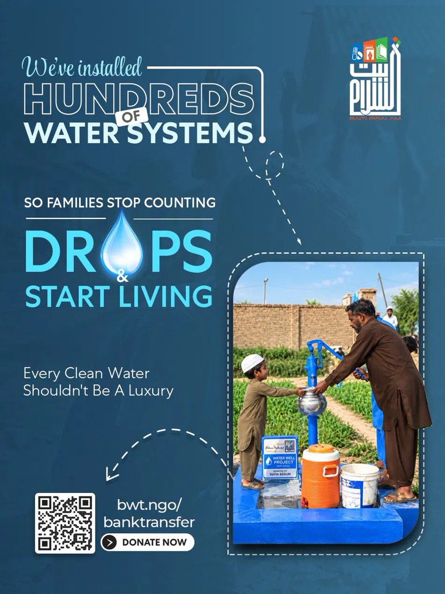 Baitussalam_Org's tweet photo. Behind every hand pump is a family that no longer has to walk miles for a drink.
Baitussalam’s water projects bring clean water closer to the people who need it most.
Be a Part of This: https://t.co/cGnTdbN2Dz
#WaterSolarProject #WaterAid #Baitussalam #CleanWaterForAll #WeAreForTheUmmah