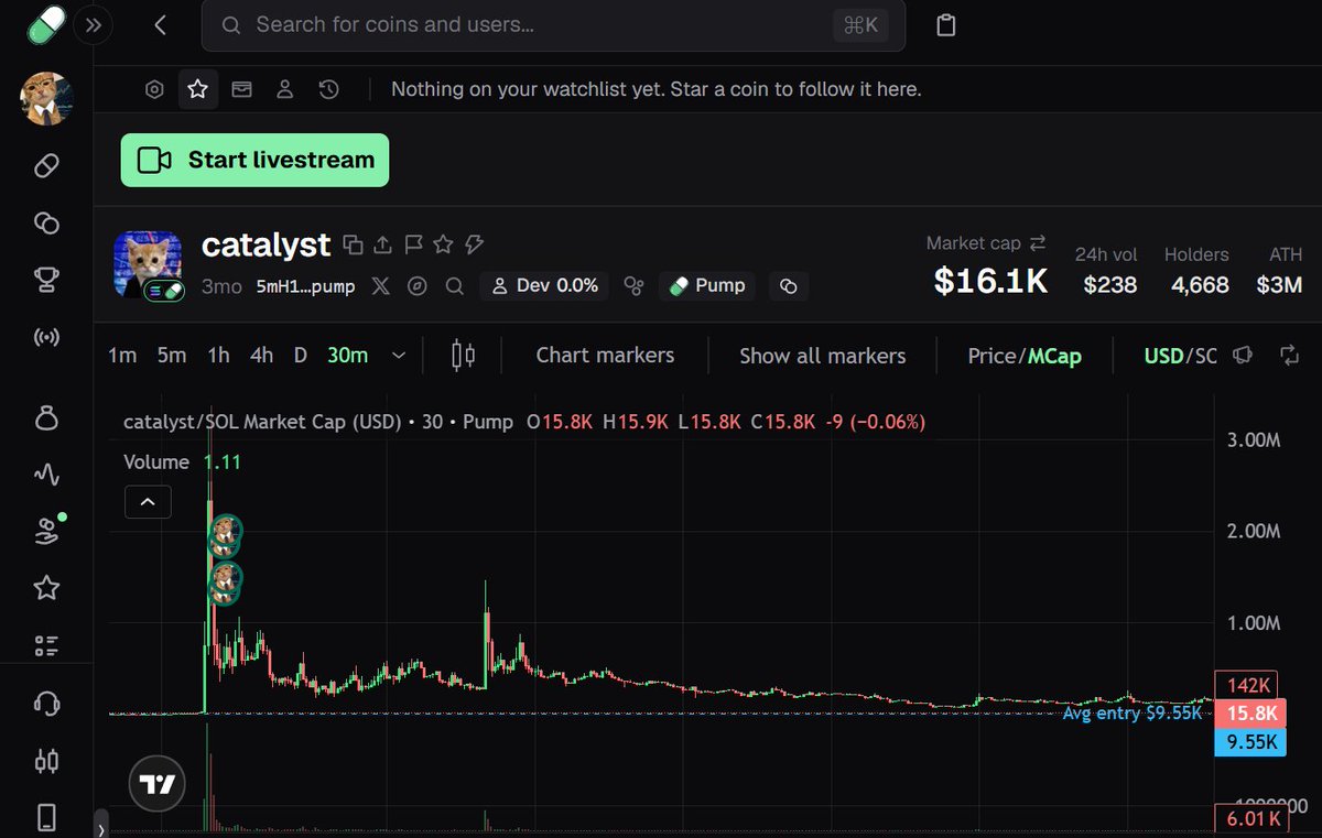 whats_ca's tweet photo. I AM BACK, AS PROMISED!

As most of you know, I'm the DEV behind $catalyst, my coin that reached an ATH of $3.3M market cap.

I spent countless hours pushing this coin, invested thousands of dollars into marketing, and worked relentlessly to make it a success.

I first shared $catalyst with my community at just $5K market cap and pushed it all the way to $3.3M, making it an incredible 600x+ callout that I gave out completely for FREE.

And now, I'm back to do it all over again.

I'll be launching my next memecoin this Sunday at 2 PM Eastern sharp.

My goal is to take this one into the millions too, make it the craziest cook CT has seen in a WHILE. 

Mark your calendars. Sunday, 2 PM Eastern.

You saw what I did with $catalyst. Now let's see what comes next.