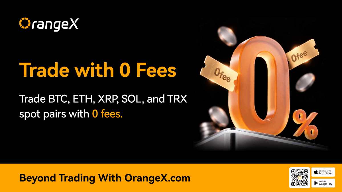 OrangeXExchange's tweet photo. Trade major crypto spot pairs with ZERO fees on OrangeX! 🍊

Starting October 16, spot trading fees for $BTC, $ETH, $XRP, $SOL, and $TRX pairs will be adjusted to 0%.

Deep liquidity, Instant execution, Zero trading costs, all on #OrangeX.⚡️

For more details: https://t.co/tgIlA3Gle0