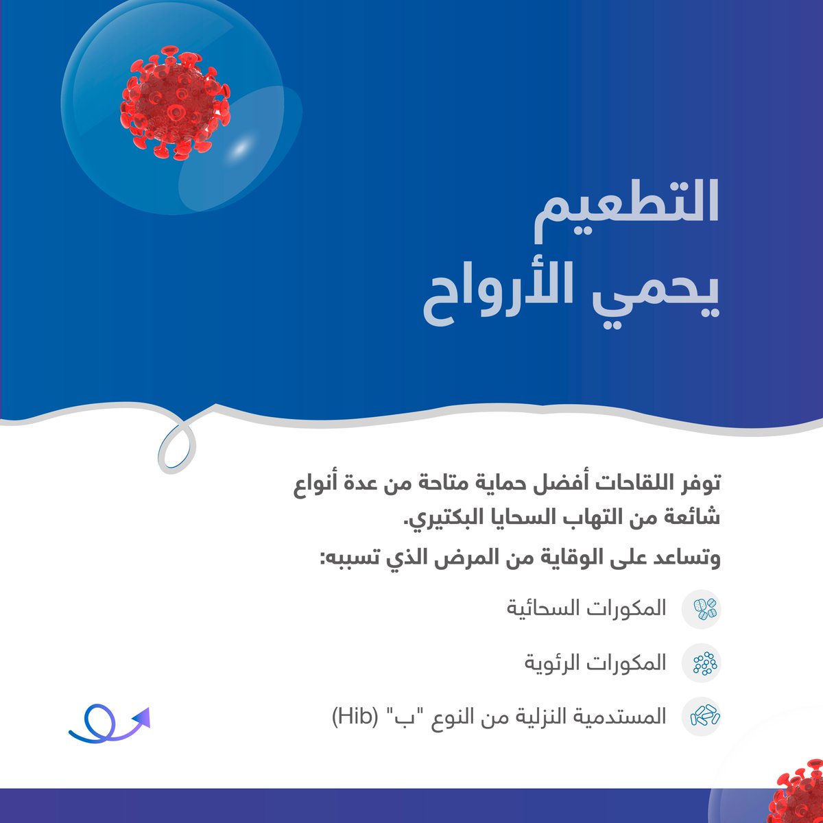 EMPHNET's tweet photo. التطعيم هو أقوى حماية متاحة من أكثر مسببات التهاب السحايا البكتيري شيوعا. 💉وتختلف اللقاحات المعتمدة ومواعيد جرعاتها بين بلدان إقليم شرق المتوسط. لذلك، راجع جدول التطعيم الوطني الصادر عن وزارة الصحة في بلدك، واسأل أحد مقدمي الرعاية الصحية المؤهلين عن اللقاحات المناسبة لك ولأسرتك. https://t.co/zOxAqTblPN