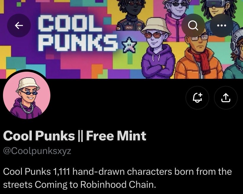 freedownETH's tweet photo. Early Alpha 👀

@Coolpunksxyz is cooking a 1,111 supply free mint on Robinhood Chain

• original pixel-art PFPs
• 1,111 total supply
• free mint

still early but worth keeping on the radar

don’t fade the cool kids 😎 https://t.co/ViOpg91GkN