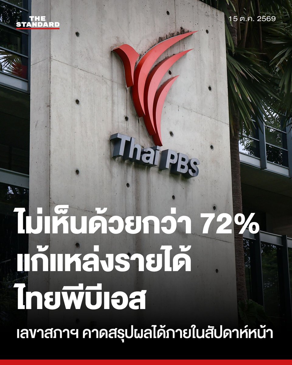 thestandardth's tweet photo. ผลรับฟังความเห็นประชาชนกว่า 72% ไม่เห็นด้วยร่างกฎหมายเปลี่ยนแหล่งรายได้ไทยพีบีเอส

ปิดรับฟังความเห็นร่างแก้ไขเพิ่มเติมเสนอเปลี่ยนแหล่งรายได้ไทยพีบีเอส พบมีผู้ไม่เห็นด้วยกว่า 72% แม้มีข้อสังเกตว่าผลโหวตยังคงเพิ่มขึ้นเรื่อยๆ แม้หลังปิดรับฟังความเห็นเมื่อเวลา 00.00 น. ของวันที่ 14 ตุลาคม ด้านเลขาธิการสภาผู้แทนราษฎรชี้แจงในรายการ ‘จับตาสถานการณ์’ ของไทยพีบีเอสว่า ตัวเลขที่เกินขึ้นมาหลังเวลาเที่ยงคืนจะไม่ถูกนำมานับรวมในการสรุปผล

จากกรณีการเปิดรับฟังความคิดเห็นต่อร่างแก้ไขเพิ่มเติมกฎหมาย 4 ฉบับ ซึ่งเสนอเปลี่ยนแหล่งที่มาของรายได้จากเงินภาษีสุราและยาสูบเป็นงบประมาณรายจ่ายของรัฐ ครอบคลุมไทยพีบีเอส, กองทุนสนับสนุนการสร้างเสริมสุขภาพ (สสส.), กองทุนพัฒนากีฬาแห่งชาติ และกองทุนผู้สูงอายุ ได้สิ้นสุดระยะเวลาลงเมื่อเวลา 24.00 น. ของวันที่ 14 ตุลาคม 2569 ที่ผ่านมา

อย่างไรก็ตาม พบว่าตัวเลขผลการแสดงความคิดเห็นที่รายงาน ณ เวลาปิดรับฟัง กับข้อมูลที่ตรวจสอบอีกครั้งในช่วงเช้าและเที่ยงของวันที่ 15 ตุลาคม มีความเปลี่ยนแปลงอย่างมีนัยสำคัญ โดยเฉพาะร่าง พ.ร.บ.องค์การกระจายเสียงและแพร่ภาพสาธารณะแห่งประเทศไทย หรือไทยพีบีเอส (Thai PBS)

จากข้อมูล ณ เวลา 24.00 น. ผลการแสดงความคิดเห็นของทั้ง 4 ร่างกฎหมาย ประกอบด้วย

1. ร่าง พ.ร.บ.ไทยพีบีเอส มียอดเข้าชม 300,824 ครั้ง มีผู้แสดงความเห็น 124,593 คน แบ่งเป็นไม่เห็นด้วย 72.42% และเห็นด้วย 27.18%

2. ร่าง พ.ร.บ.การกีฬาแห่งประเทศไทย มีผู้ไม่เห็นด้วย 67.88% เห็นด้วย 31.84%

3. ร่าง พ.ร.บ.กองทุนผู้สูงอายุ ไม่เห็นด้วย 73.12% เห็นด้วย 26.65%

4. ร่าง พ.ร.บ.กองทุน สสส. ไม่เห็นด้วย 89.47% เห็นด้วย 9.33%

อย่างไรก็ตาม พบว่าตามตัวเลขการแสดงผลบนเว็บไซต์ยังคงมีจำนวนผู้เข้ามาแสดงความคิดเห็นเพิ่มขึ้นเรื่อยๆ โดยเฉพาะตั้งแต่เวลา 9.30 น. เป็นต้นไป ส่งผลให้ยอดรวมมีความเปลี่ยนแปลง แม้จะพ้นกำหนดเวลาไปแล้ว

ศิโรจน์ แพทย์พันธุ์ เลขาธิการสภาผู้แทนราษฎร ชี้แจงถึงกรณีดังกล่าวในรายการ ‘จับตาสถานการณ์’ ของไทยพีบีเอสว่า ตามปกติเมื่อครบกำหนดเวลา ระบบเว็บไซต์จะแสดงสถานะปิดรับฟังและปิดช่องทางแสดงความคิดเห็น แต่กรณีที่เกิดขึ้นเป็นผลจากการตั้งค่าระบบที่แยกส่วนกันระหว่างหน้าฟอร์มรับฟังความเห็นและส่วนที่ใช้ส่งข้อมูล ทำให้ระบบยังคงรับความเห็นได้แม้จะพ้นกำหนดเวลา 24.00 น. ไปแล้ว

ทั้งนี้ เหตุการณ์ดังกล่าวเป็นสิ่งที่เจ้าหน้าที่ไม่ได้คาดคิดว่าจะมีประชาชนส่งข้อมูลเพิ่มเติมเข้ามาเป็นจำนวนมาก

ศิโรจน์ ยืนยันว่า การตั้งค่าระบบดังกล่าวไม่ใช่การขยายเวลารับฟังความคิดเห็น ในทางปฏิบัติเจ้าหน้าที่จะดำเนินการคัดกรองและตัดข้อมูลที่ถูกส่งเข้ามาหลังเที่ยงคืนออกทั้งหมด โดยจะไม่นำมารวมในการกระบวนการสรุปผลรับฟังความคิดเห็นอย่างเด็ดขาด

"ร่าง พ.ร.บ.ไทยพีบีเอส มีประชาชนเข้ามาร่วมแสดงความเห็นหลังเที่ยงคืนเกือบ 20,000 คน ดังนั้นในส่วนที่เกินมาหลังปิดรับฟังแล้ว เจ้าหน้าที่จะคัตออฟออกทั้งหมด และสำนักงานจะปรับปรุงการตั้งค่าระบบให้รัดกุมยิ่งขึ้นเพื่อป้องกันปัญหาในลักษณะเดียวกันในอนาคต" ศิโรจน์ ระบุ

หลังจากนี้ เจ้าหน้าที่จะดำเนินการตรวจสอบและรวบรวมความเห็นของประชาชนที่ส่งเข้ามาอย่างถูกต้องตามกรอบเวลา เพื่อจัดทำรายงานสรุปผลประกอบร่างกฎหมายทั้ง 4 ฉบับ และใช้เป็นเอกสารประกอบการพิจารณาของสภาผู้แทนราษฎร โดยคาดว่าจะสามารถสรุปผลได้ภายในสัปดาห์หน้า และจะเผยแพร่ผ่านเว็บไซต์เพื่อให้ประชาชนสามารถตรวจสอบข้อมูลต่อไปได้

ภาพ: ฐานิส สุดโต

#ไทยพีบีเอส