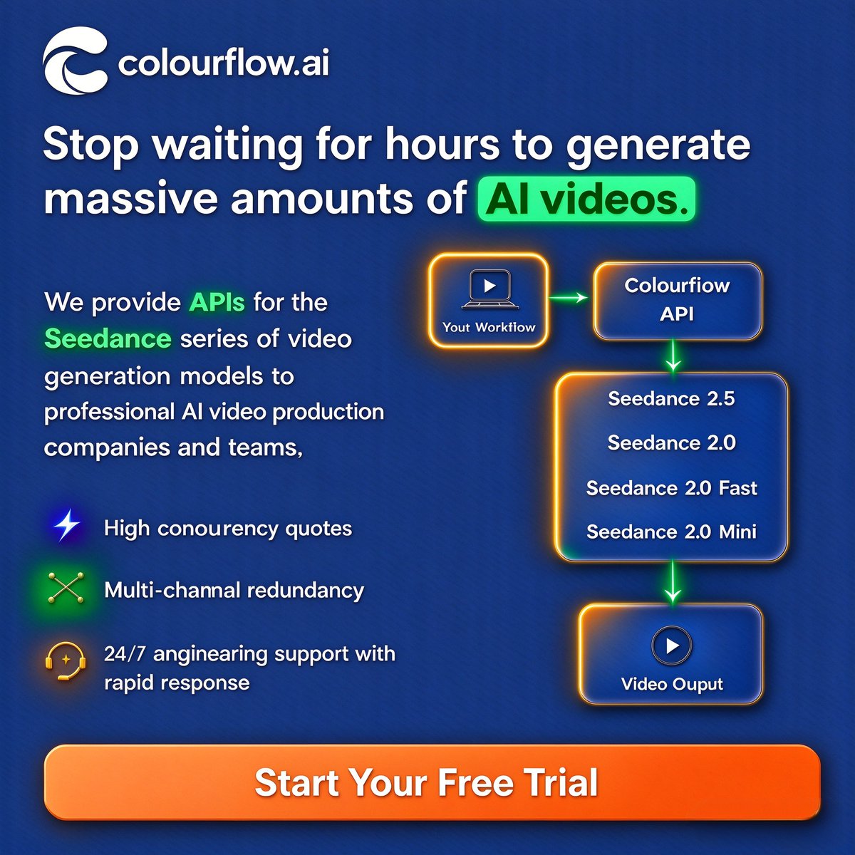 Helennmd8's tweet photo. Tired of Unstable AI Video APIs? Try Seedance2.5
We provide Seedance2.5 API access to professional AI video production teams, powering your bulk generation.Welcome to inquire and receive free resources for testing.
#ColourFlow #Seedance #AIVideo #VideoProduction #API https://t.co/HjdirYaqGa