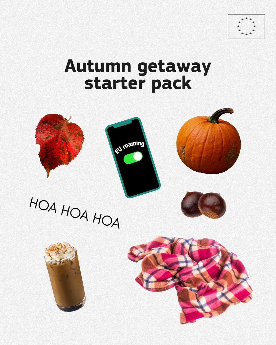 DigitalEU's tweet photo. Any holidays planned this autumn?

Whether you are wandering through pumpkin patches in Germany or picking chestnuts in France, you can use your data, call &amp; send SMS at no extra charge across the EU!

And the same conditions apply in 🇮🇸,🇱🇮,🇳🇴,🇲🇩&amp;🇺🇦.

🔗https://t.co/l8L4yS8dXL https://t.co/pI8UXhq0en