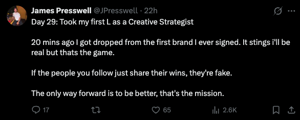 JPresswell's tweet photo. Day 30: You are one post away from changing your life

Thank you for all the support, we move 🫶 https://t.co/DTghHeD95n