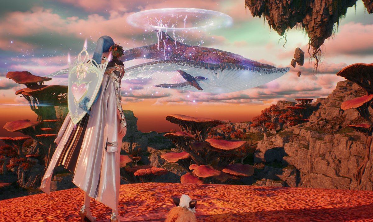 ranana06's tweet photo. メインキャラと空飛ぶクジラ。
#AION2 https://t.co/hdxoEHOmpj