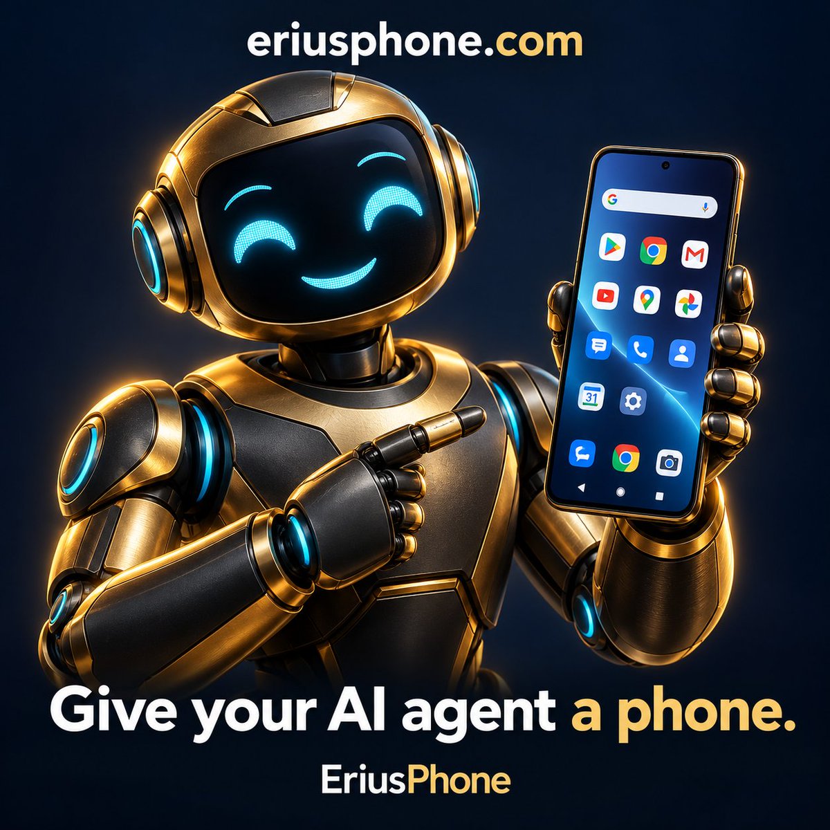 EriusPhone's tweet photo. https://t.co/U1w1FIrxPP

Your AI agent has a brain. Give it a phone. 🤖📱

EriusPhone connects AI agents to cloud Android phones through an API and MCP—for mobile automation and app testing.

Explore the demo. What would you automate first?

#EriusPhone #AI https://t.co/4tuarc9sT8