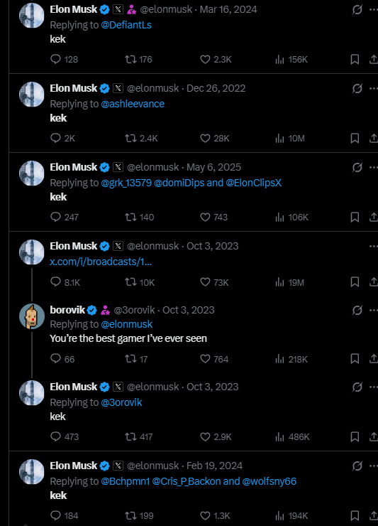 kekcoinonpump's tweet photo. Some posts from @elonmusk 

https://t.co/iUcFDPOJba

https://t.co/EmNlanozWK

https://t.co/xKQnBV29Z9

https://t.co/6sP2IuSkPb

https://t.co/OxVIfRWZU9

What do you need more guys?

$KEK https://t.co/omR5vCf0EL
