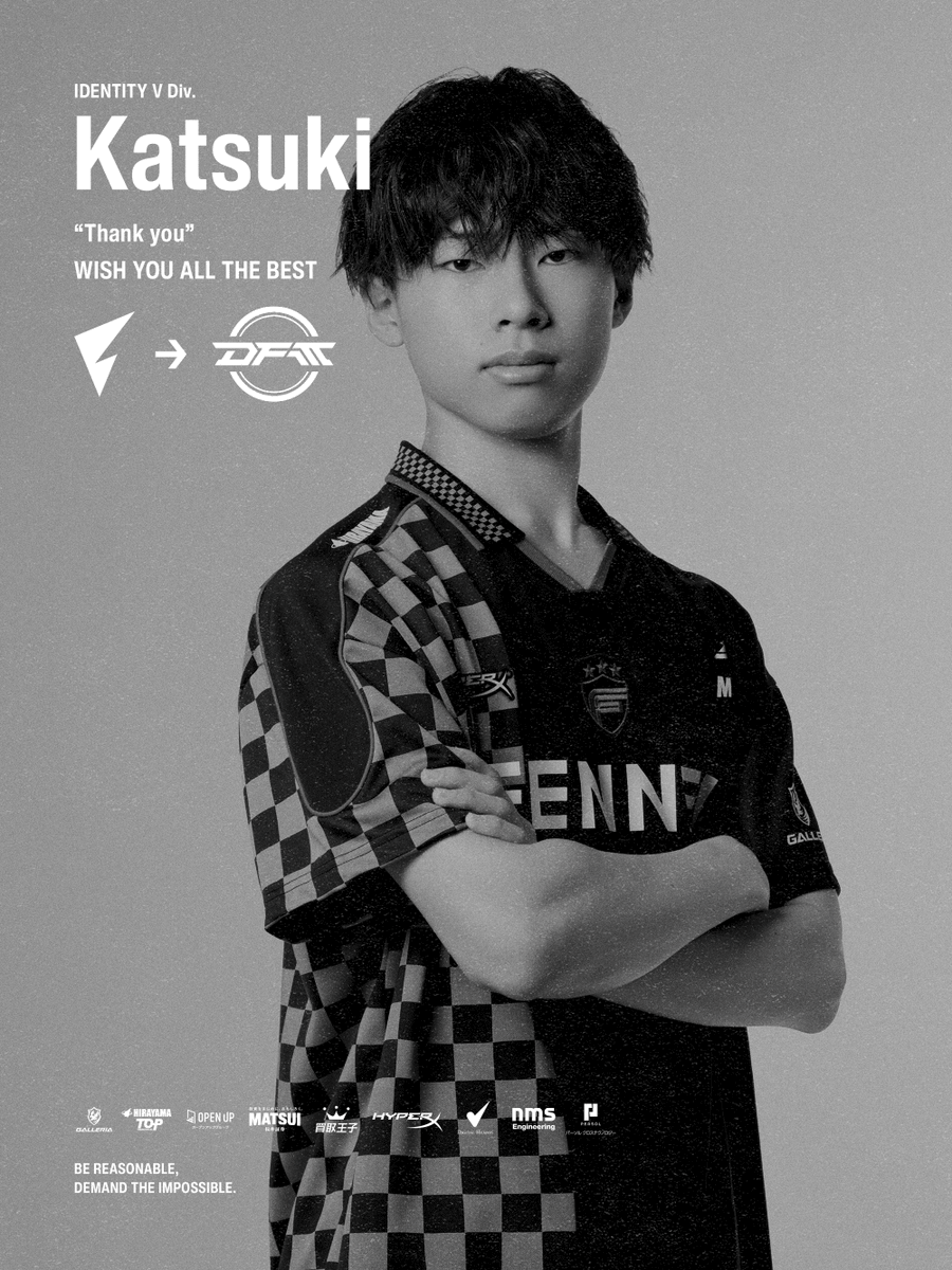 FL_IdentityV's tweet photo. Identity Ⅴ Div.
Roster Update:

Katsuki（@TM00130623）が
DetonatioN FocusMeへ移籍する運びとなりました。

2025年10月の加入以来、COA IXでの世界大会ベスト8進出をはじめ、数々の大会を共に戦ってきました。

これまでのチームへの貢献に、心より感謝いたします。 https://t.co/pBSuoJkOzD