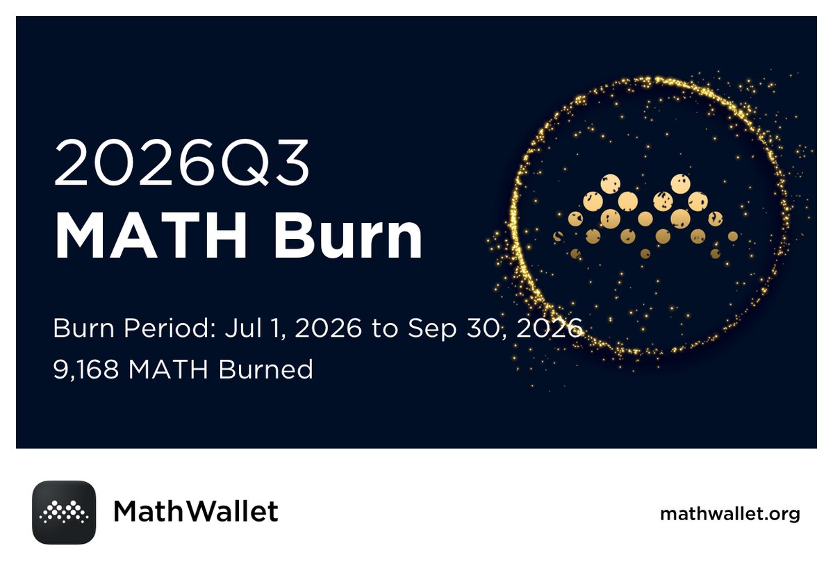 MathWallet_KR's tweet photo. 백서에 명시된 대로, MATH는 2026년 7월 1일부터 2026년 9월 30일까지 획득한 수익의 20%를 사용하여 9,168 $MATH를 재매입 및 소각했습니다.

이번 라운드의 MATH 소각을 완료하였습니다. 소각 기록은 블록체인 브라우저를 통해 확인하실 수 있습니다:

https://t.co/N66syCnh4T https://t.co/vUSYIdj7z0
