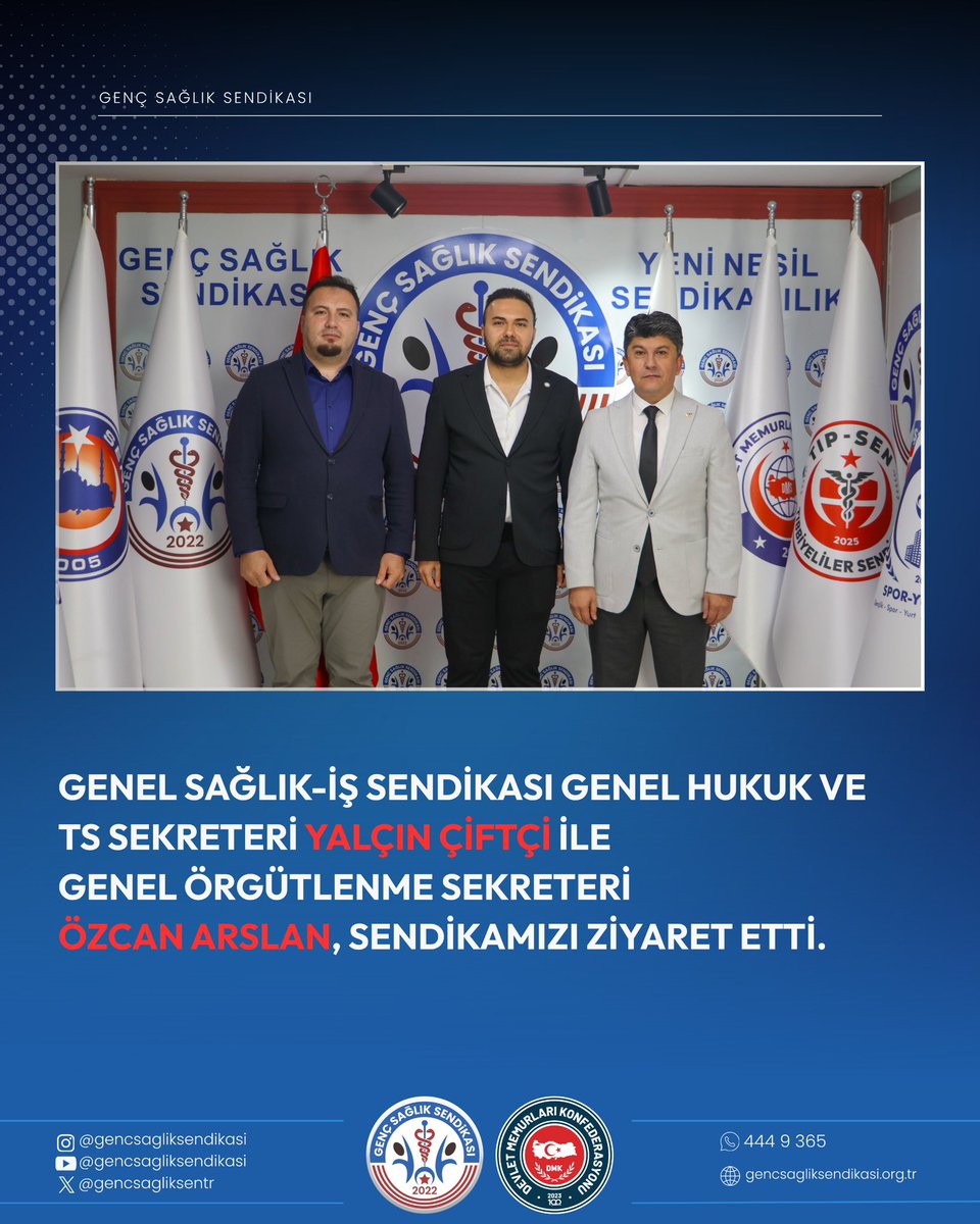 gencsagliksentr's tweet photo. Genel Sağlık-İş Sendikası Genel Hukuk ve TS Sekreteri Yalçın Çiftçi ile Genel Örgütlenme Sekreteri Özcan Arslan, sendikamızı ziyaret etti. https://t.co/h7s6OgeAuq