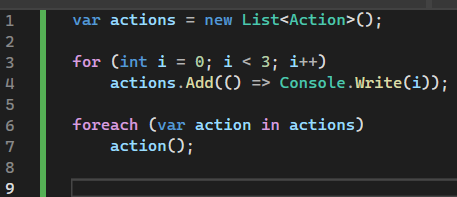 codingandcatss's tweet photo. What is written in the console and why?

Note: Action is 
>> 
delegate void System.Action()
>>
Encapsulates a method that has no paramaters and does not return a value. https://t.co/wA15grEZ46