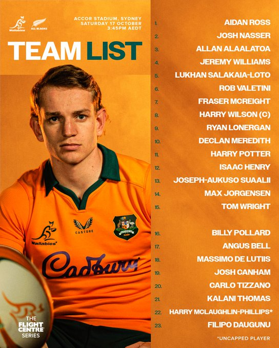 Blogderugby's tweet photo. Equipos de @wallabies y @AllBlacks para el segundo partido de la Bledisloe Cup en Sydney.

#rugby #somosrugby #hazterugbier https://t.co/RrzFDoB2k4