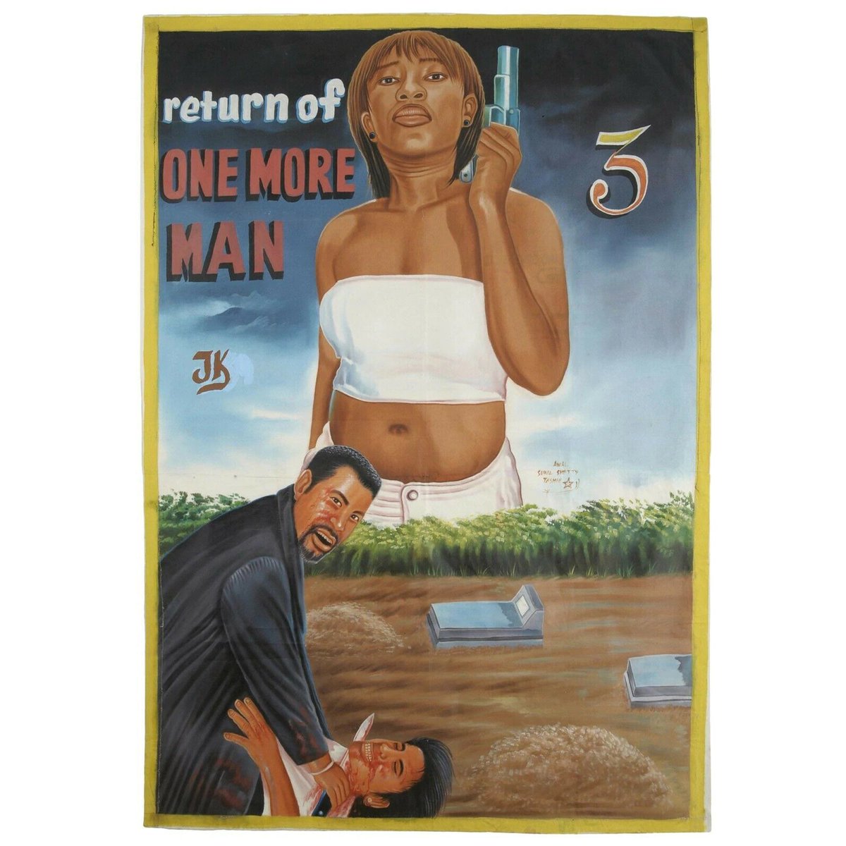 zainab_twt's tweet photo. I’m building a collection of art outside the museum, starting with Ghana’s hand-painted movie posters: bold, surreal, painted for outdoor VHS screenings, often by artists who hadn’t seen the film. Heavy J, Farkira, Magasco and more. https://t.co/RB8ez6mWK7