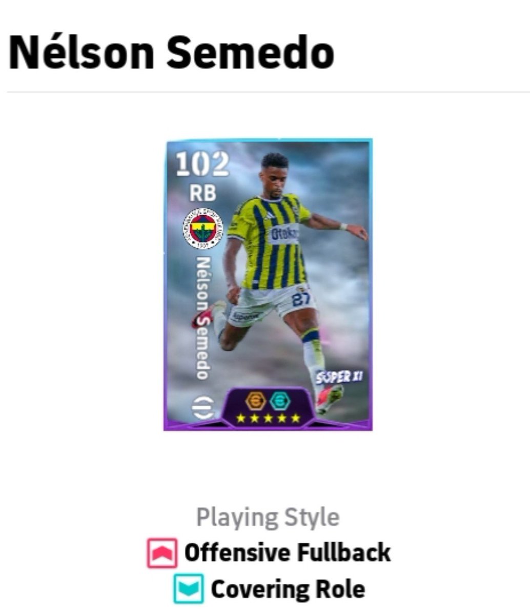 ovomalice's tweet photo. @play_eFootball Why is semedo not going passed 102 on game will stats are different on efootball hub https://t.co/w7DQjMbsJk