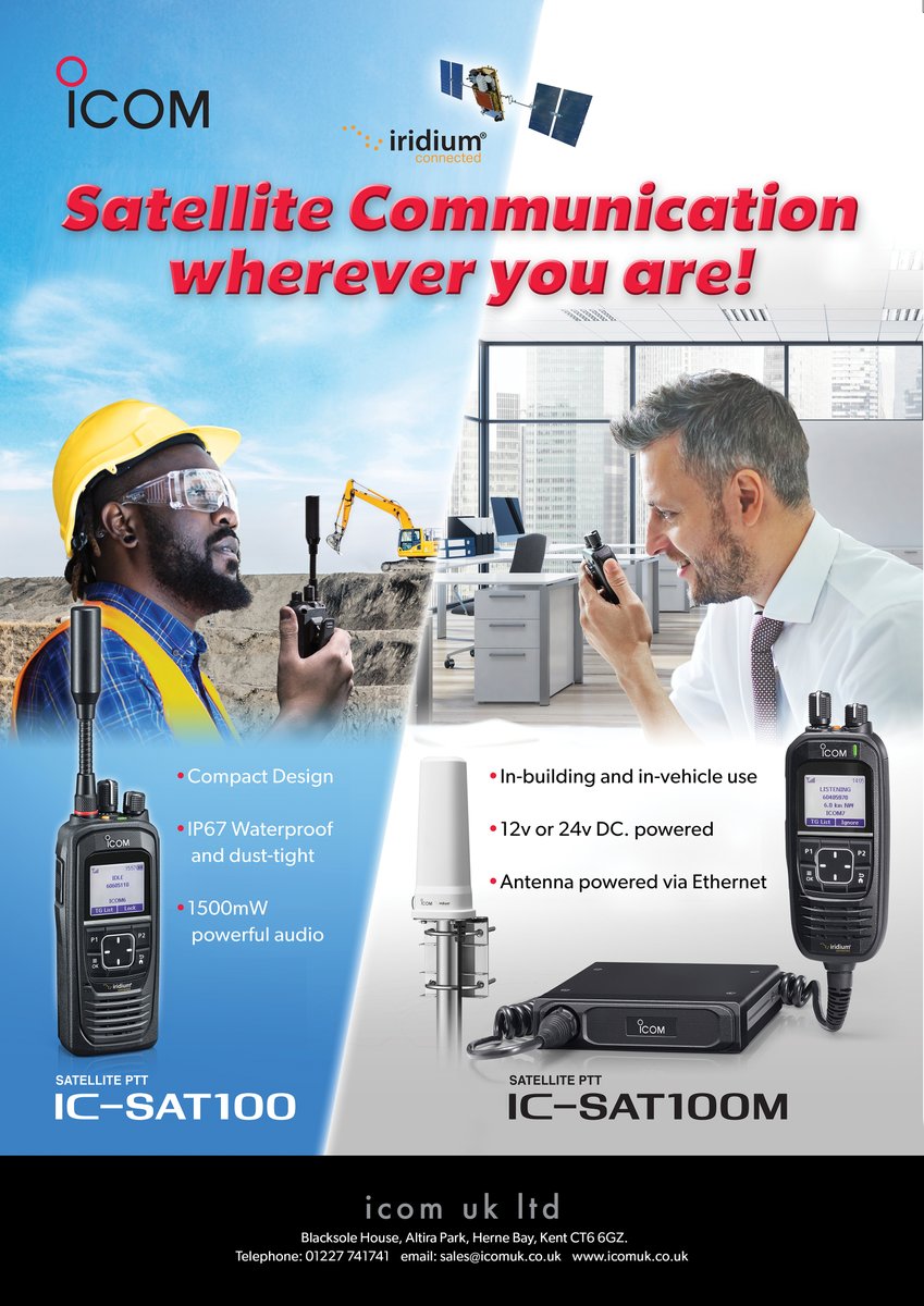 Icom_UK's tweet photo. Icom Satellite PTT connects field teams and central operations across the globe using the pole-to-pole Iridium network.

Press the PTT and communicate instantly, wherever your operations take you.

More info: https://t.co/sM2fakxx3q

#Icom #SatellitePTT #Iridium #LEOsatellites https://t.co/AR4gU5UBfG