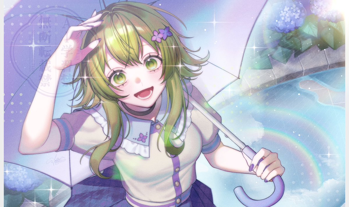 mofu_moffka's tweet photo. 晴れ間に輝く七色 ︎︎︎︎☁𓈒 𓂂𓏸

#GUMI #GUMI2027カレンダー https://t.co/rimxWg7Bjg