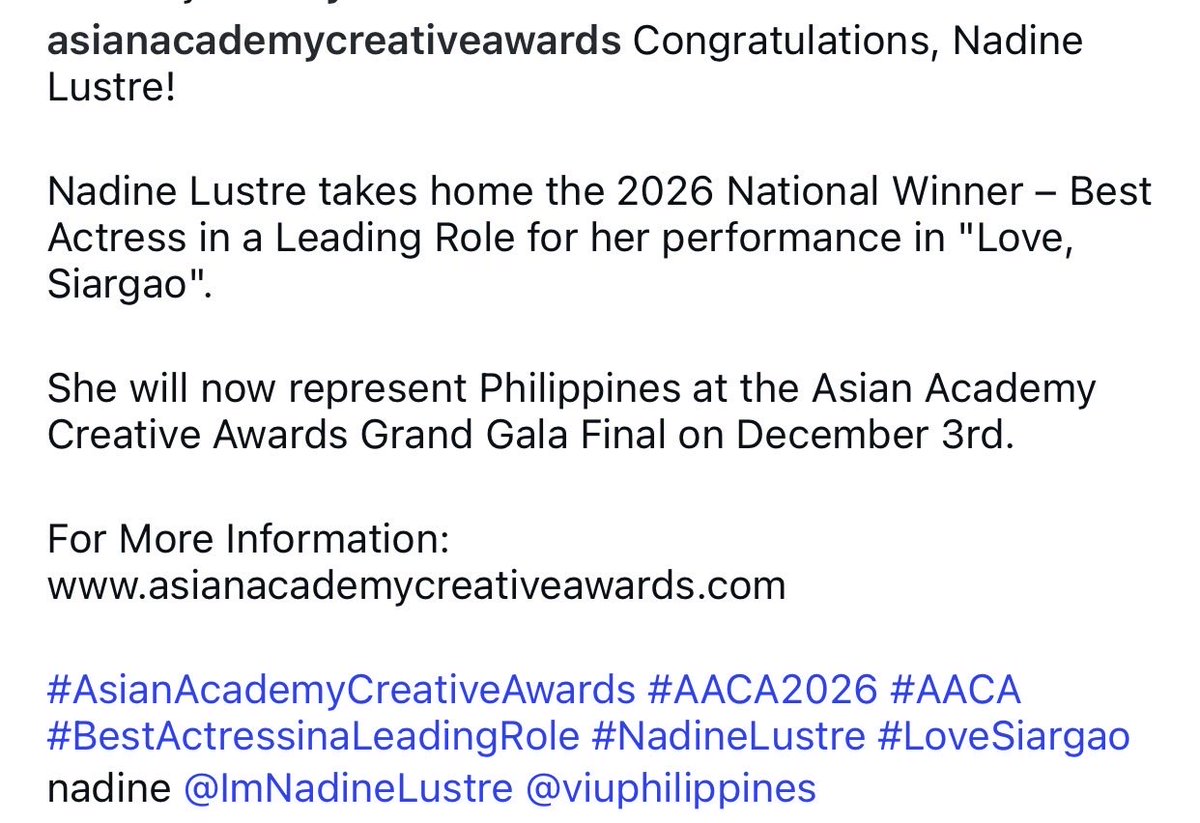 lustrenadia's tweet photo. congratulations, mama mama nadine! 🙌🏼

this is her 2nd AACA Best Actress in a Leading Role Award - National Winner! https://t.co/Fls72pb7tL