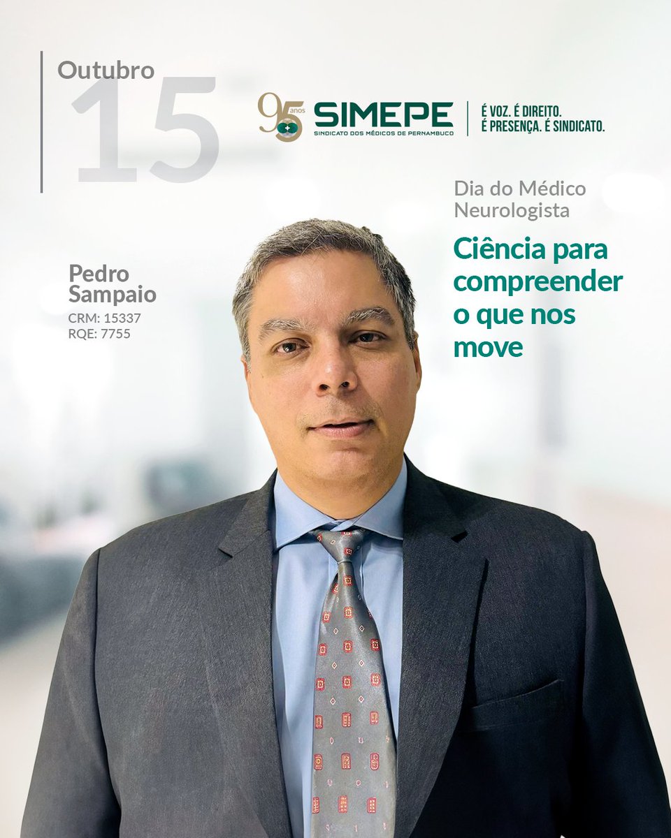 imprensasimepe's tweet photo. Neste 15 de outubro, o Simepe homenageia as médicas e os médicos neurologistas. Reconhecemos o trabalho de cada profissional que transforma conhecimento científico em cuidado, diagnóstico e acompanhamento. Parabéns a todas as médicas e a todos os médicos neurologistas de PE! https://t.co/EthuRXKcnT