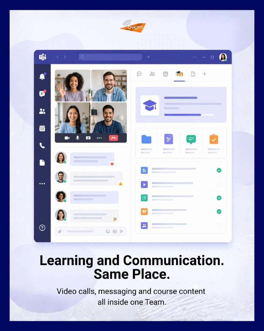 OvertSoftware's tweet photo. Moodle for learning. Teams for communication.

But switching between them all day? Nobody wants that.

Our integration puts both in the same place.

Announcements. Video sessions. Course content. All inside one Team.

No switching. No confusion.

https://t.co/a8gx6vr4i5

#MoodleLMS #MicrosoftTeams #OvertSoftware #EdTech #eLearning #BlendedLearning #LMS #HybridLearning #DigitalEducation #UKEdTech