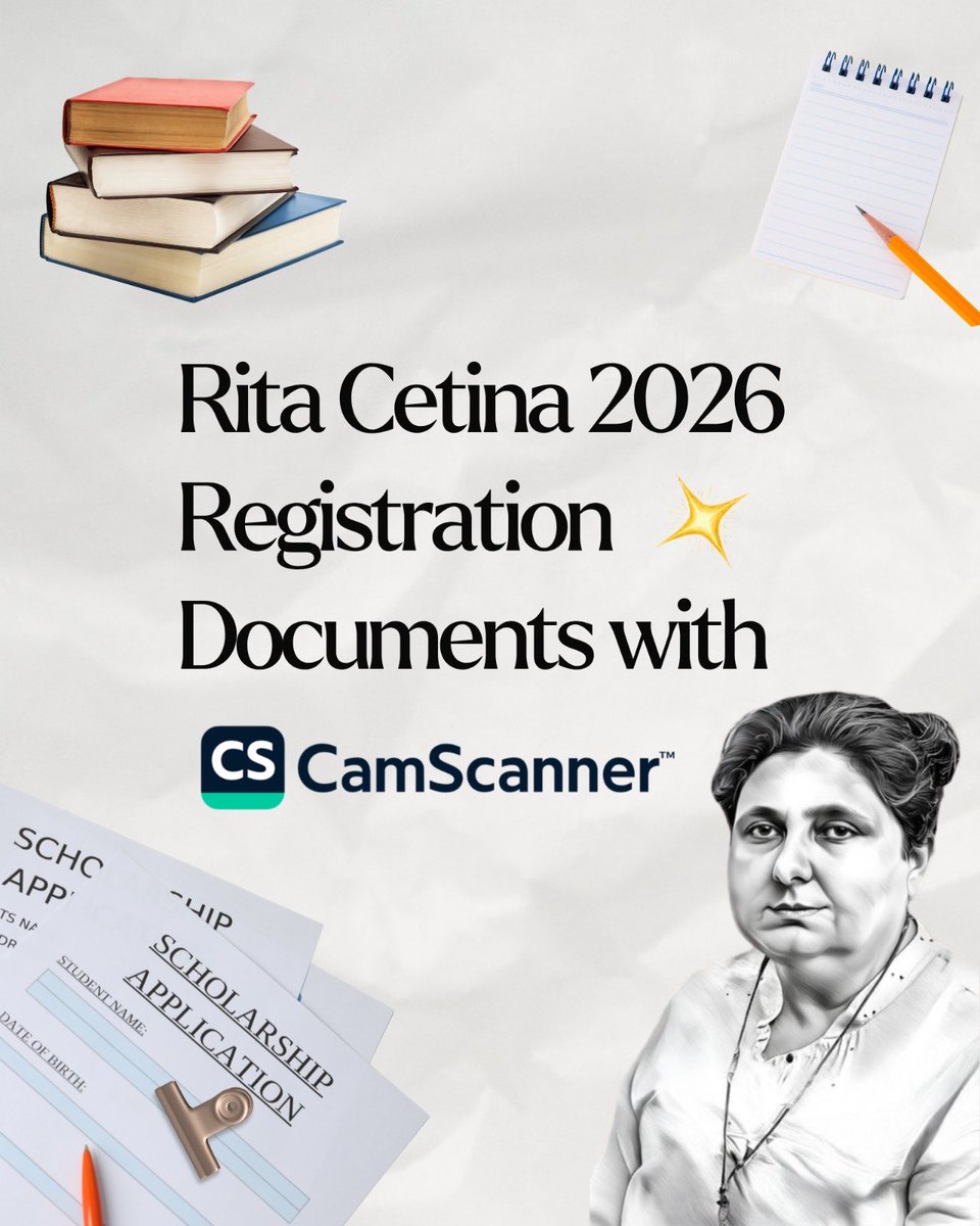 CamScanner's tweet photo. Applying for the Rita Cetina Scholarship 2026? 🎓📄
✨ Scan smarter. Stay organized. Prepare with confidence.
#CamScanner #RitaCetinaScholarship #ScholarshipsForStudents #ScholarshipApplication #StudentLife https://t.co/l6W483c3eJ