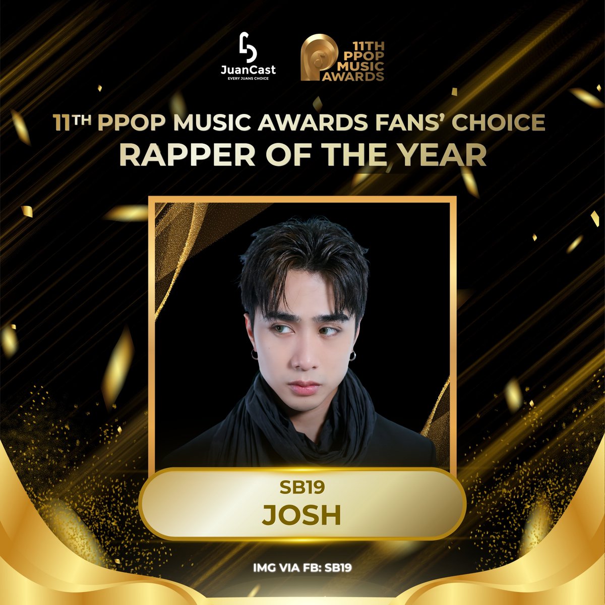NotJuanCastPH's tweet photo. Congratulations, @JoshCullen_s  for winning the Rapper of the Year of the 𝟭𝟭𝘁𝗵 𝗣𝗣𝗢𝗣 𝗠𝘂𝘀𝗶𝗰 𝗔𝘄𝗮𝗿𝗱𝘀: 𝗙𝗮𝗻𝘀' 𝗖𝗵𝗼𝗶𝗰𝗲 𝗖𝗮𝘁𝗲𝗴𝗼𝗿𝗶𝗲𝘀!

With every beat and verse, your artistry and rhythmic delivery continue to elevate the standards of PPOP

#JuanCast #EveryJuansChoice #11thPPOPMusicAwards #PhilippinePopularMusicAwards #PPMA2026