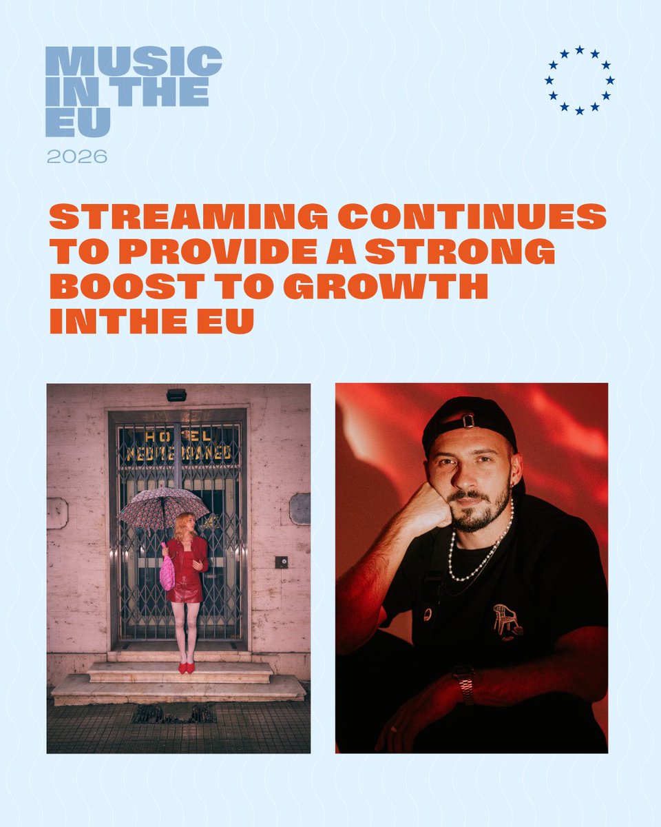 IFPIintheEU's tweet photo. 🎧 Streaming continues to drive growth across the EU's recorded music market.

Strong subscriber growth helped boost streaming revenues in 2025. https://t.co/eymZkuAth1