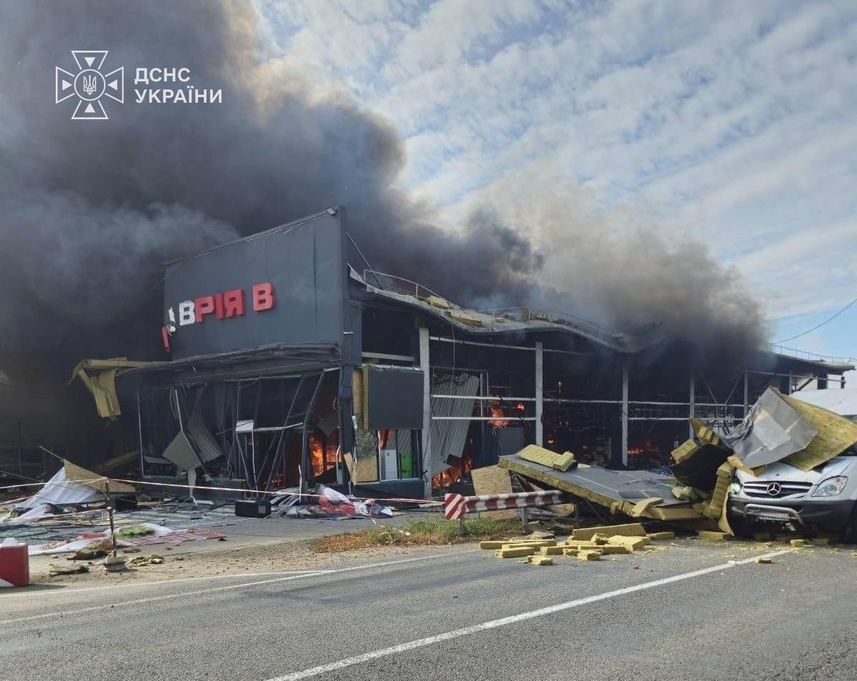 ZelenskyyUa's tweet photo. A horrific Russian jet-powered “shahed” attack on an ordinary store in the Odesa region. Russia continues its bloody terror. The store was partially destroyed, and cars were damaged. Three people were injured. All necessary emergency services are working at the scene and providing assistance to those affected.

It is important that our partners help us defend against this. Residential buildings, stores, energy and other critical infrastructure are under attack virtually nonstop. Not a single hour of peace.

What is happening is Russia’s pointed response to the signals it is receiving from America. Unfortunately, there are dangerous signals about the possibility of further sanctions relief. These sanctions were imposed by the world, by America, Europe, and our partners in response to Russia’s aggression against Ukraine and its war against us. Nothing has changed. The war has not stopped. The sanctions must not be lifted. Russia must end the slaughter it itself started and has continued for 1,695 days now. More money to fund the killing will not help bring this about. Strength is what is needed, and America is stronger than Russian terror.